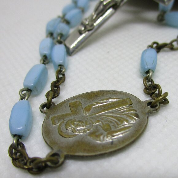 antique glass bead silver rosary - Picture 3 of 6